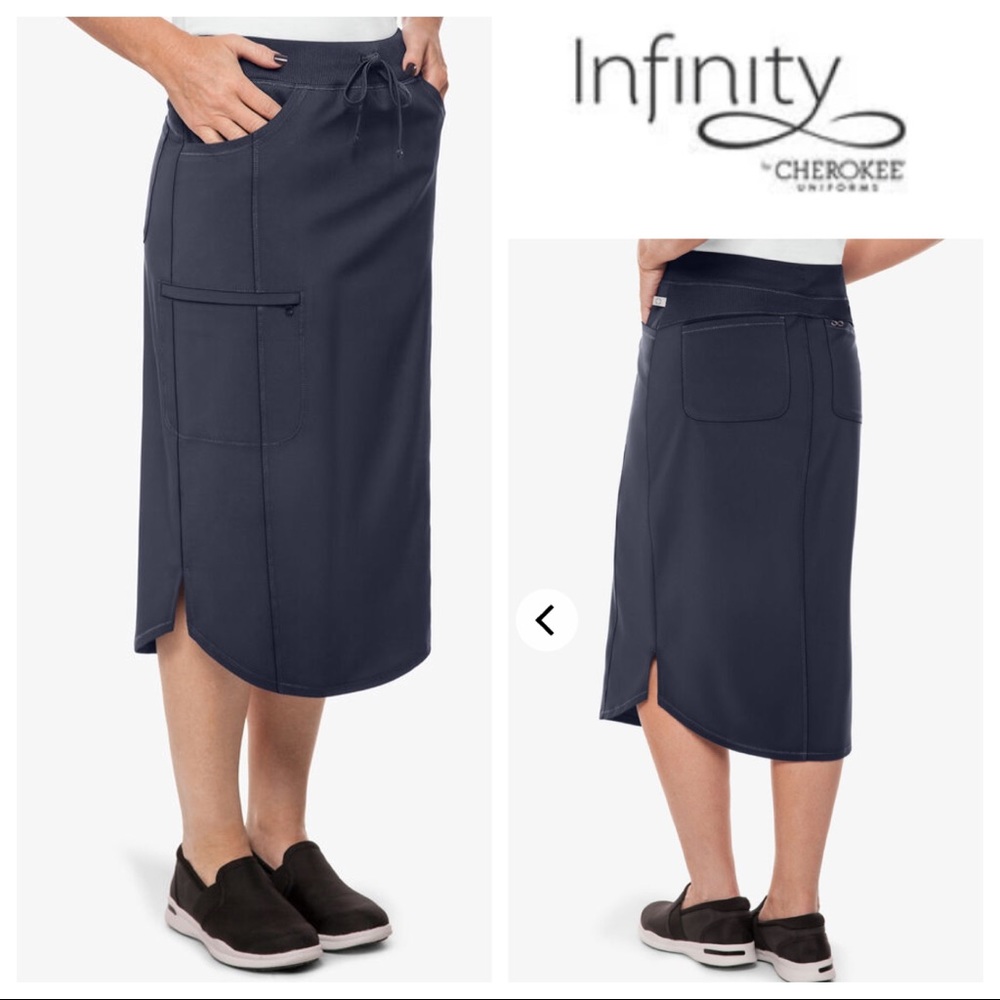 Navy Blue Cargo Scrub Skirt